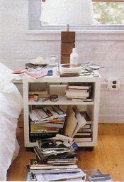 Cluttered nightstand